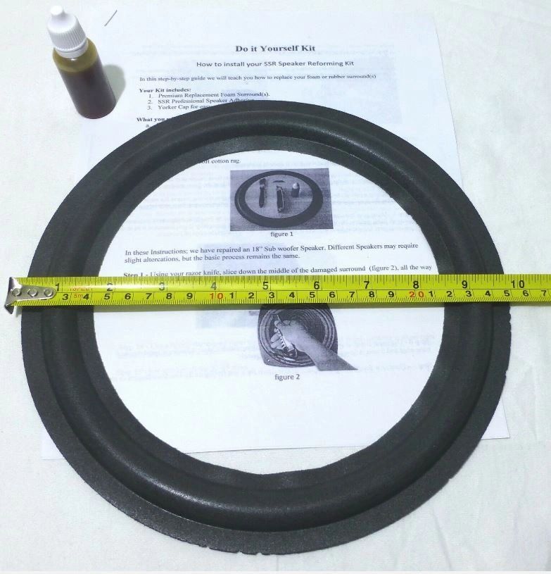 (2) Two 10" Foam Speaker Surrounds w/ Speaker Repair Refoam Instruction